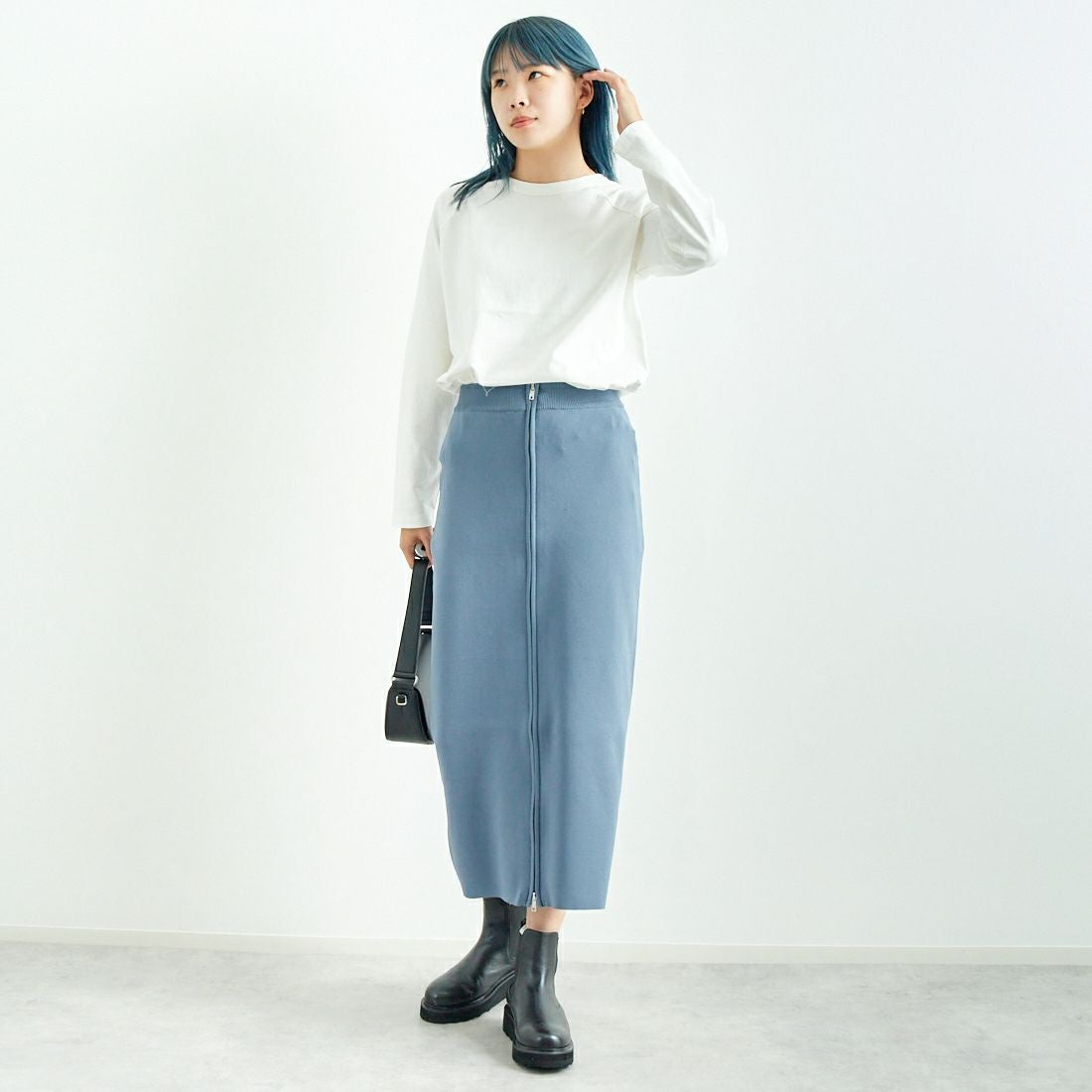 Jf Ready Made [ジェイエフレディメイド] USAコットン ロングスリーブTシャツ [JFS-C011] O.WHITE &&モデル身長：167cm 着用サイズ：2&&