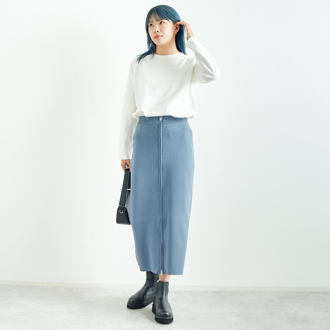 Jf Ready Made [ジェイエフレディメイド] USAコットン ロングスリーブTシャツ [JFS-C011] O.WHITE &&モデル身長：167cm 着用サイズ：2&&