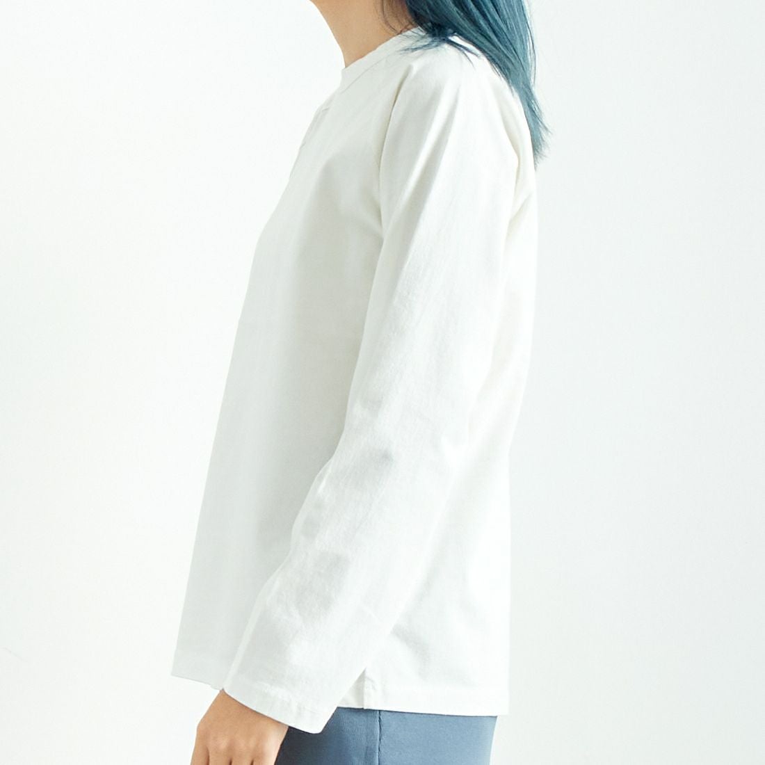 Jf Ready Made [ジェイエフレディメイド] USAコットン ロングスリーブTシャツ [JFS-C011] O.WHITE &&モデル身長：167cm 着用サイズ：2&&