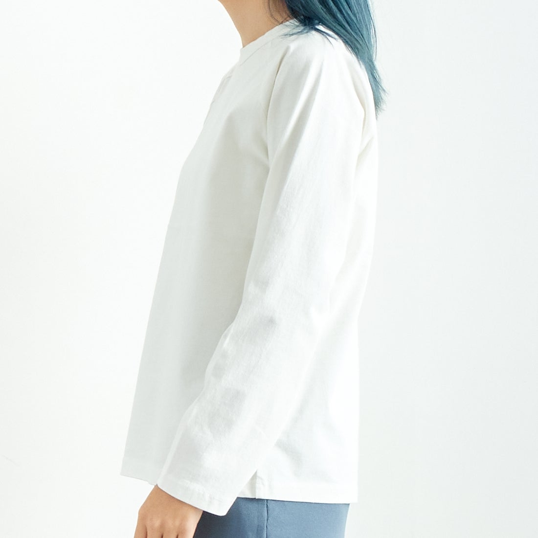 Jf Ready Made [ジェイエフレディメイド] USAコットン ロングスリーブTシャツ [JFS-C011] O.WHITE &&モデル身長：167cm 着用サイズ：2&&