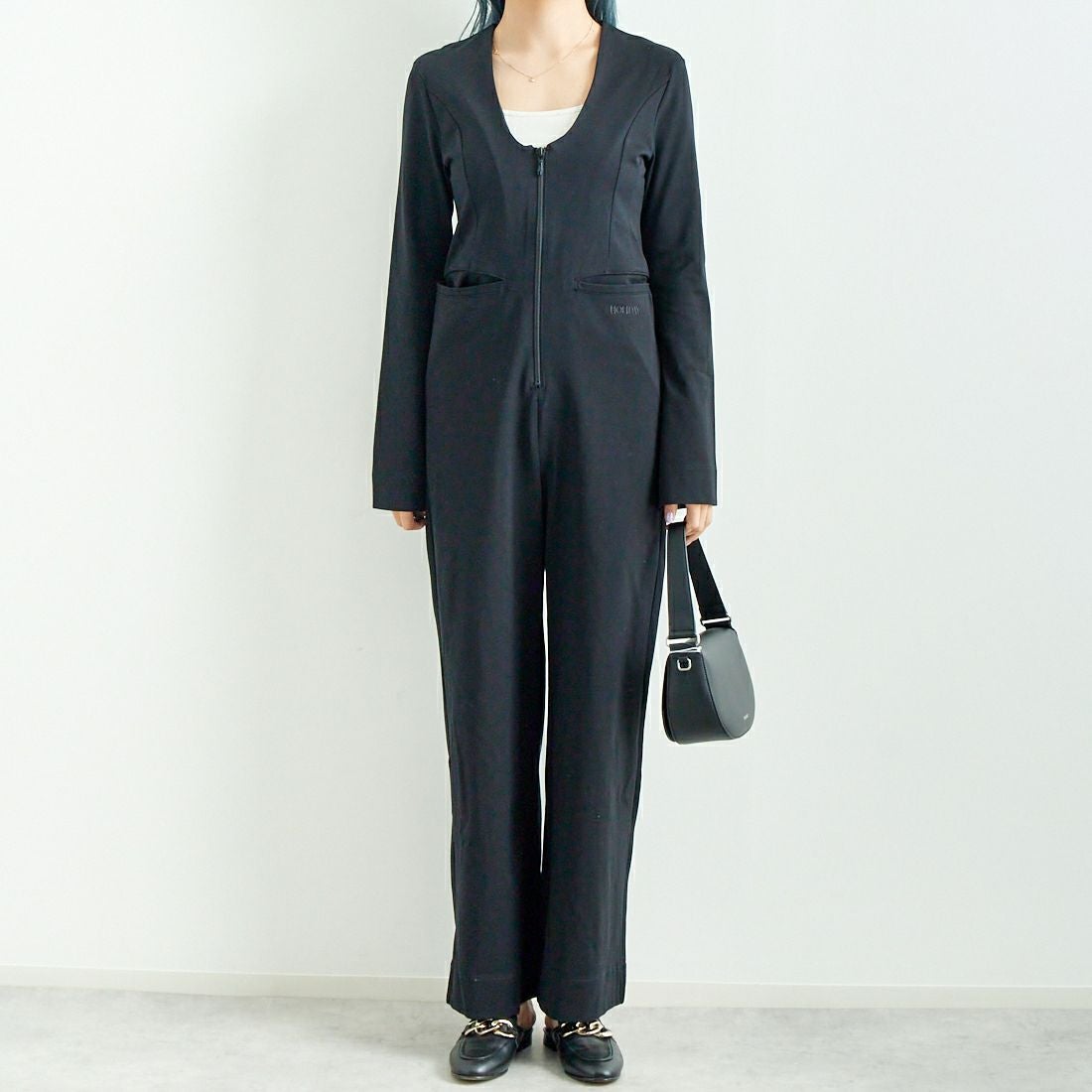 HOLIDAY [ホリデイ] ジャンプスーツ [24201016] BLACK &&モデル身長：167cm 着用サイズ：ONE SIZE&&
