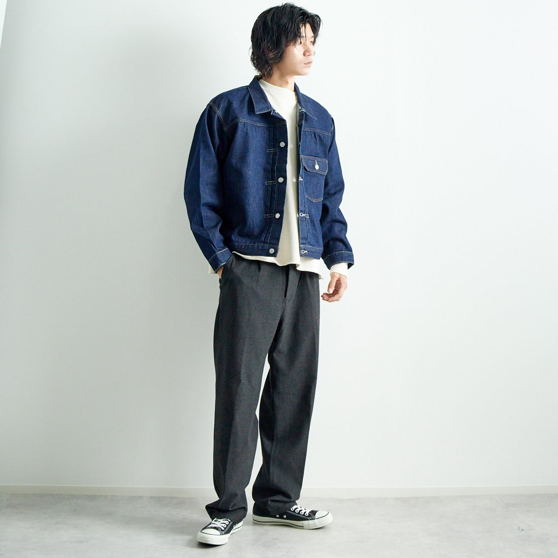 LEVIS Vintage Clothing [リーバイス ヴィンテージ クロージング] 1936モデル TYPE1ジャケット [0033E-00] 01 RINSE &&モデル身長：182cm 着用サイズ：L&&