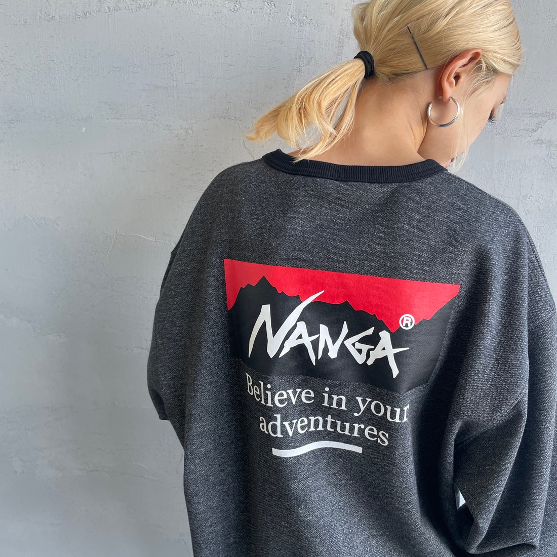 JEANSFACTORY × NANGA [ジーンズファクトリー × ナンガ] 別注 ボックスロゴ バックプリントスウェット [NW24AW-JF1] BLACK