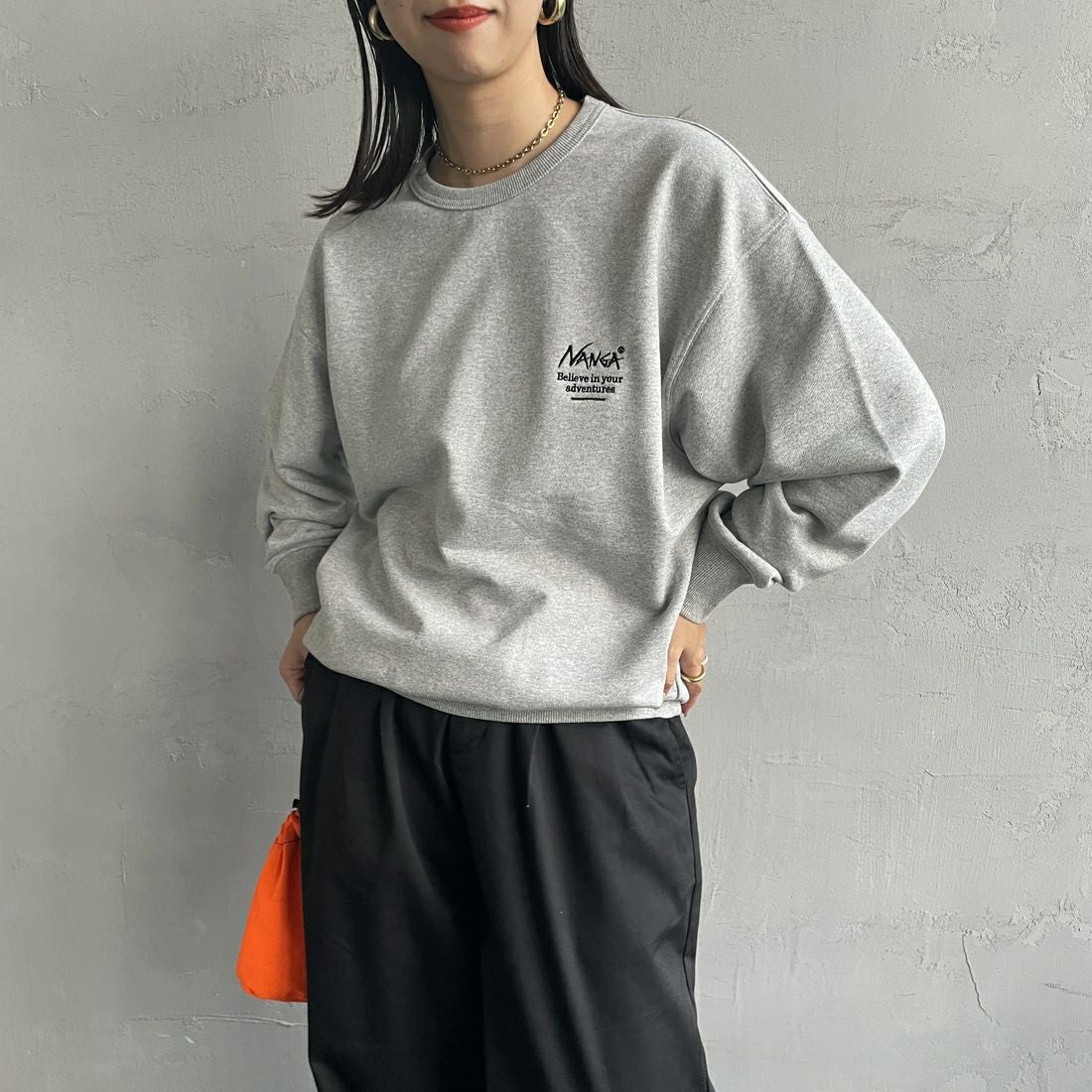 JEANSFACTORY × NANGA [ジーンズファクトリー × ナンガ] 別注 ボックスロゴ バックプリントスウェット [NW24AW-JF1] GRAY