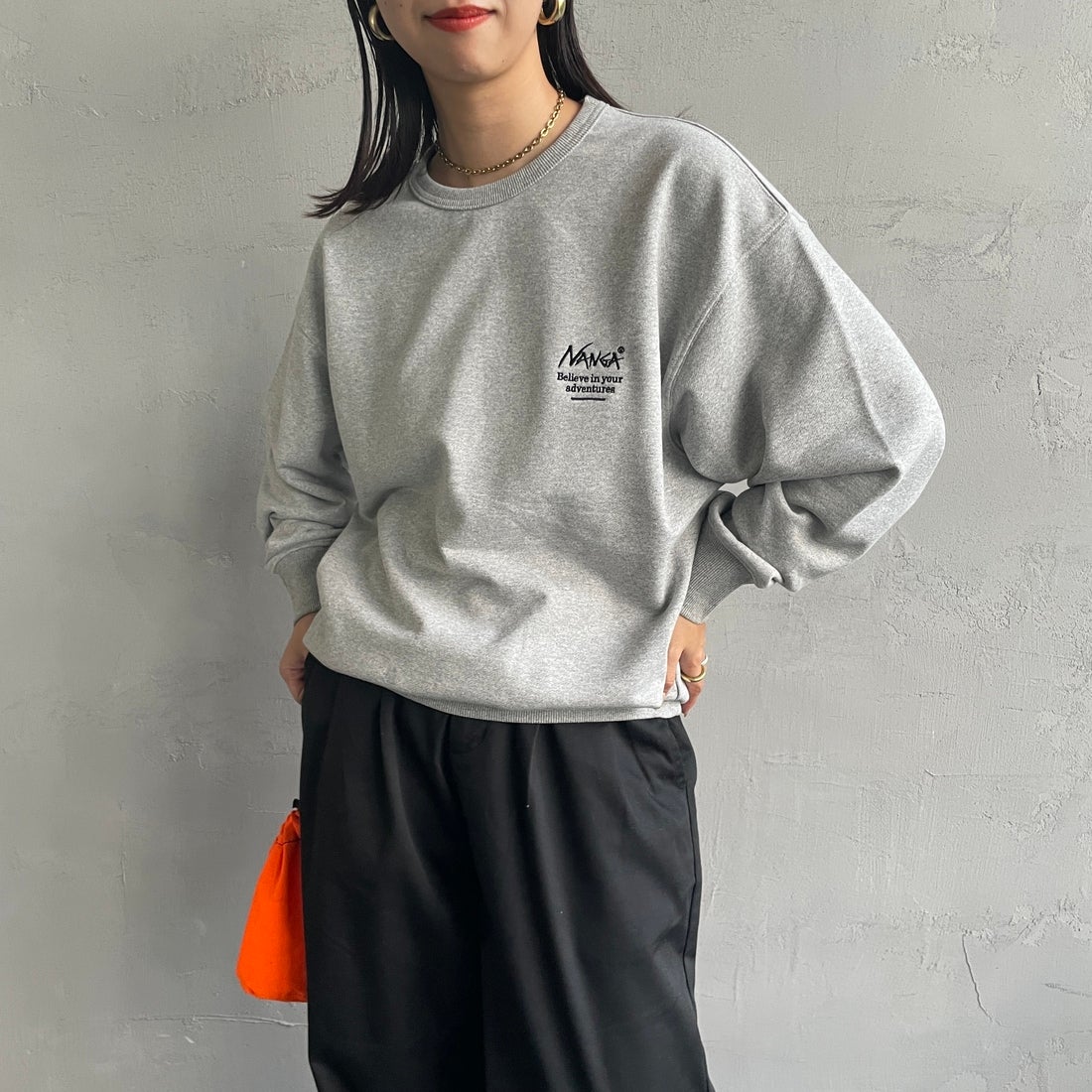 JEANSFACTORY × NANGA [ジーンズファクトリー × ナンガ] 別注 ボックスロゴ バックプリントスウェット [NW24AW-JF1] GRAY