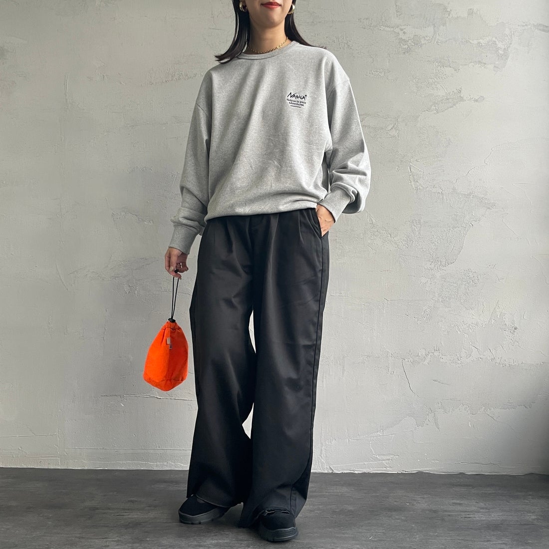 JEANSFACTORY × NANGA [ジーンズファクトリー × ナンガ] 別注 ボックスロゴ バックプリントスウェット [NW24AW-JF1] BLACK