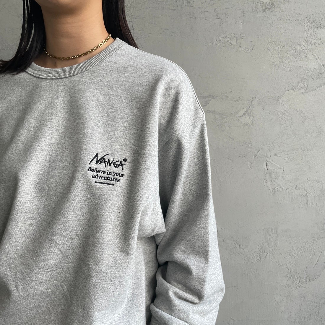 JEANSFACTORY × NANGA [ジーンズファクトリー × ナンガ] 別注 ボックスロゴ バックプリントスウェット [NW24AW-JF1] GRAY