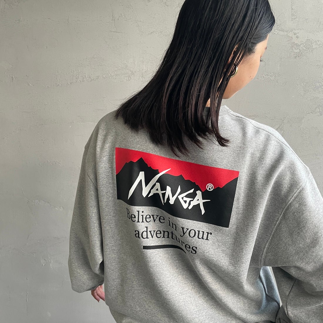 JEANSFACTORY × NANGA [ジーンズファクトリー × ナンガ] 別注 ボックスロゴ バックプリントスウェット [NW24AW-JF1] GRAY