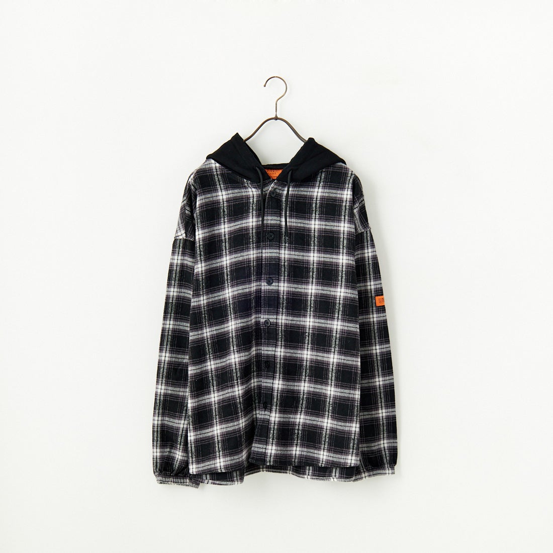 UNIVERSAL OVERALL [ユニバーサルオーバーオール] 別注 チェックフードシャツ [U2431100IN-JF] BLACK