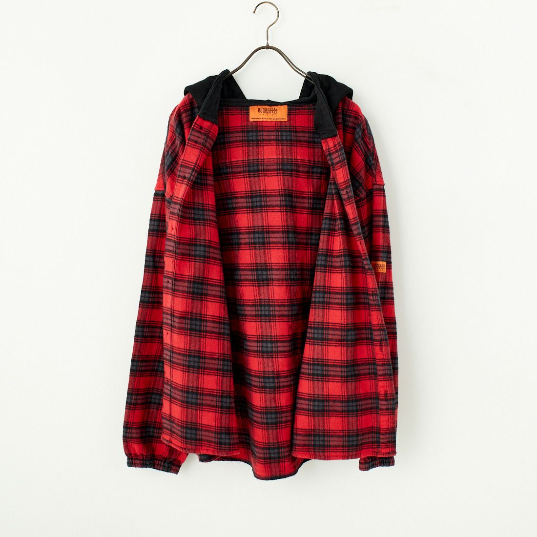 UNIVERSAL OVERALL [ユニバーサルオーバーオール] 別注 チェックフードシャツ [U2431100IN-JF] RED