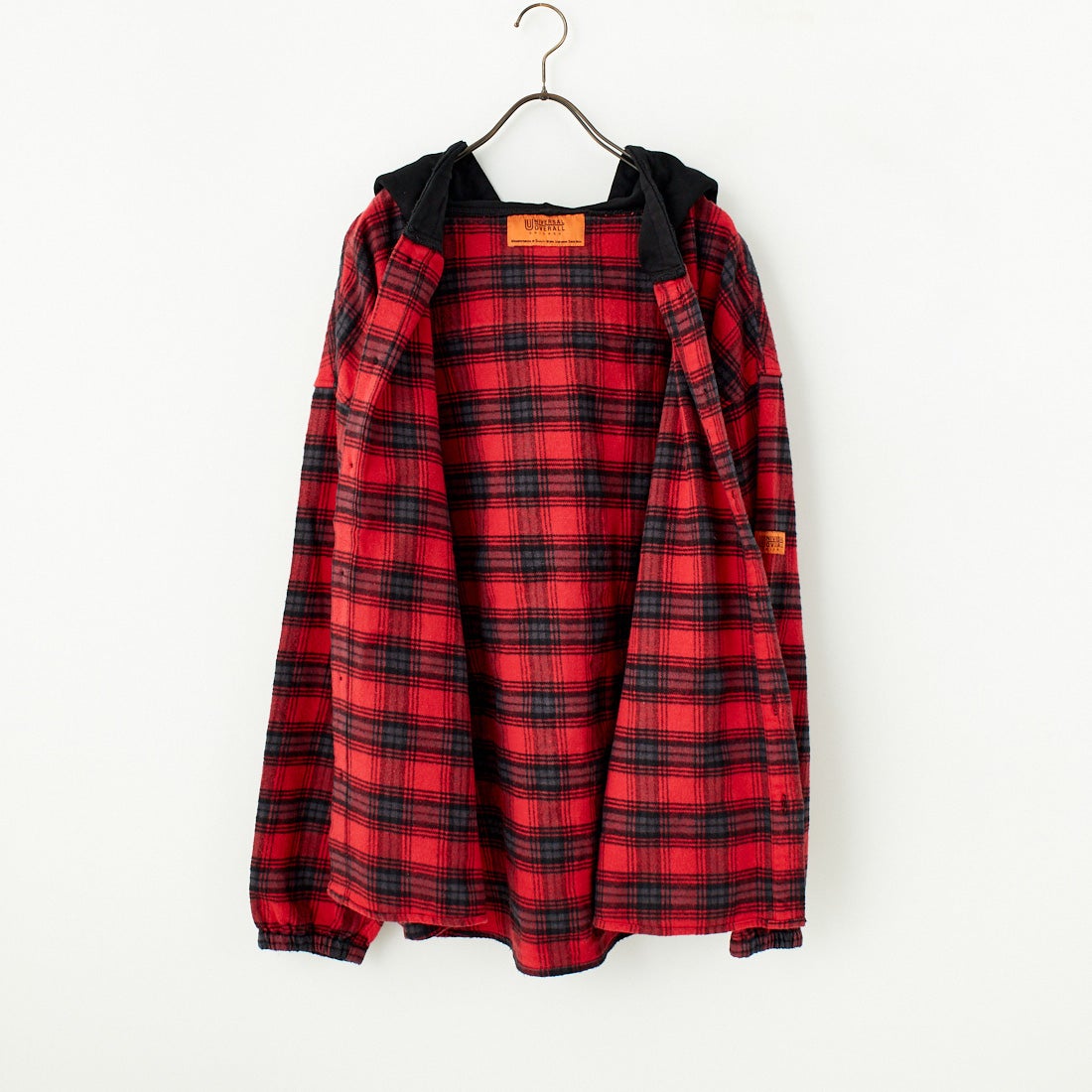 UNIVERSAL OVERALL [ユニバーサルオーバーオール] 別注 チェックフードシャツ [U2431100IN-JF] RED