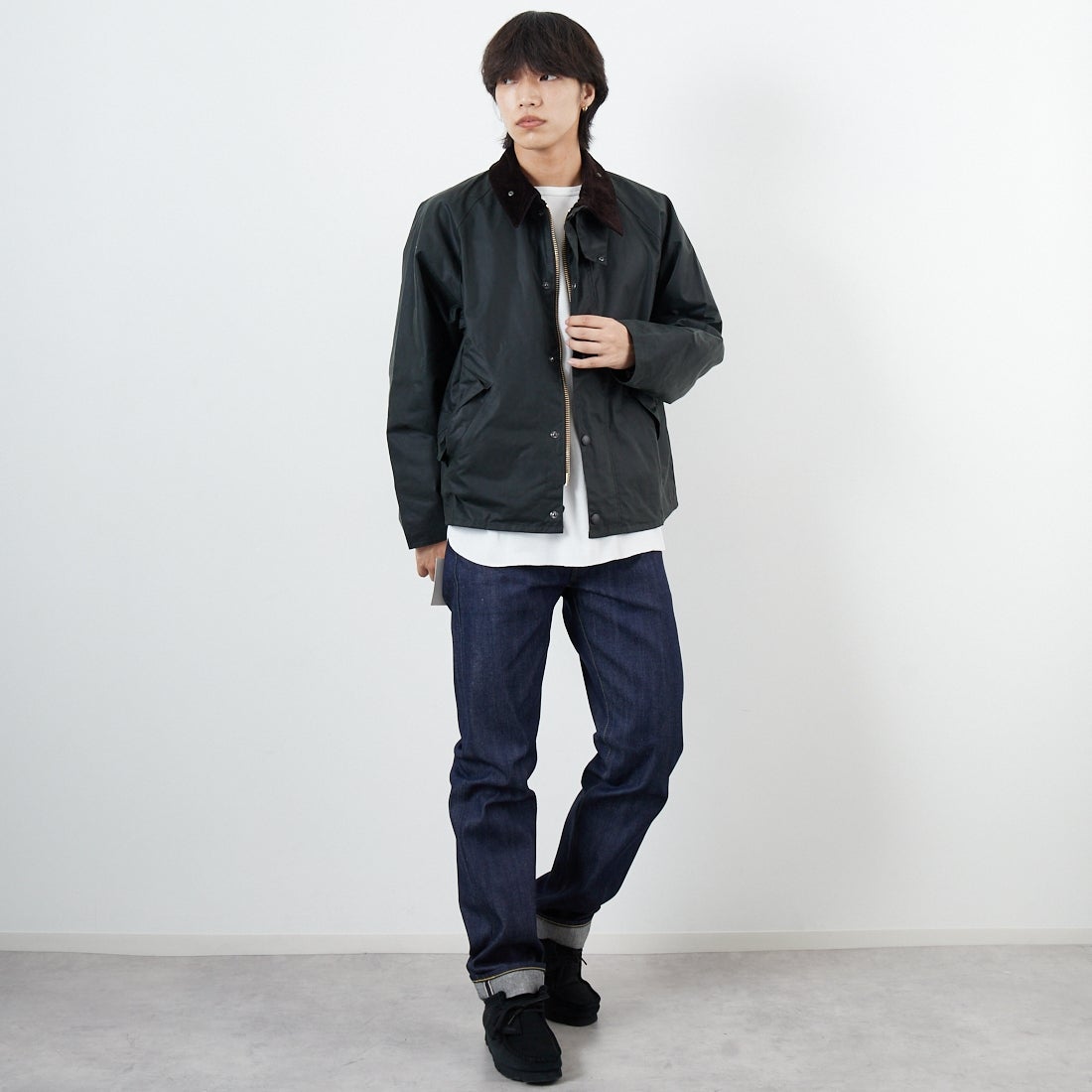 Barbour [バブアー] TRANSPORT/トランスポート ワックスジャケット [MWX1678] BK91 &&モデル身長：179cm 着用サイズ：38&&