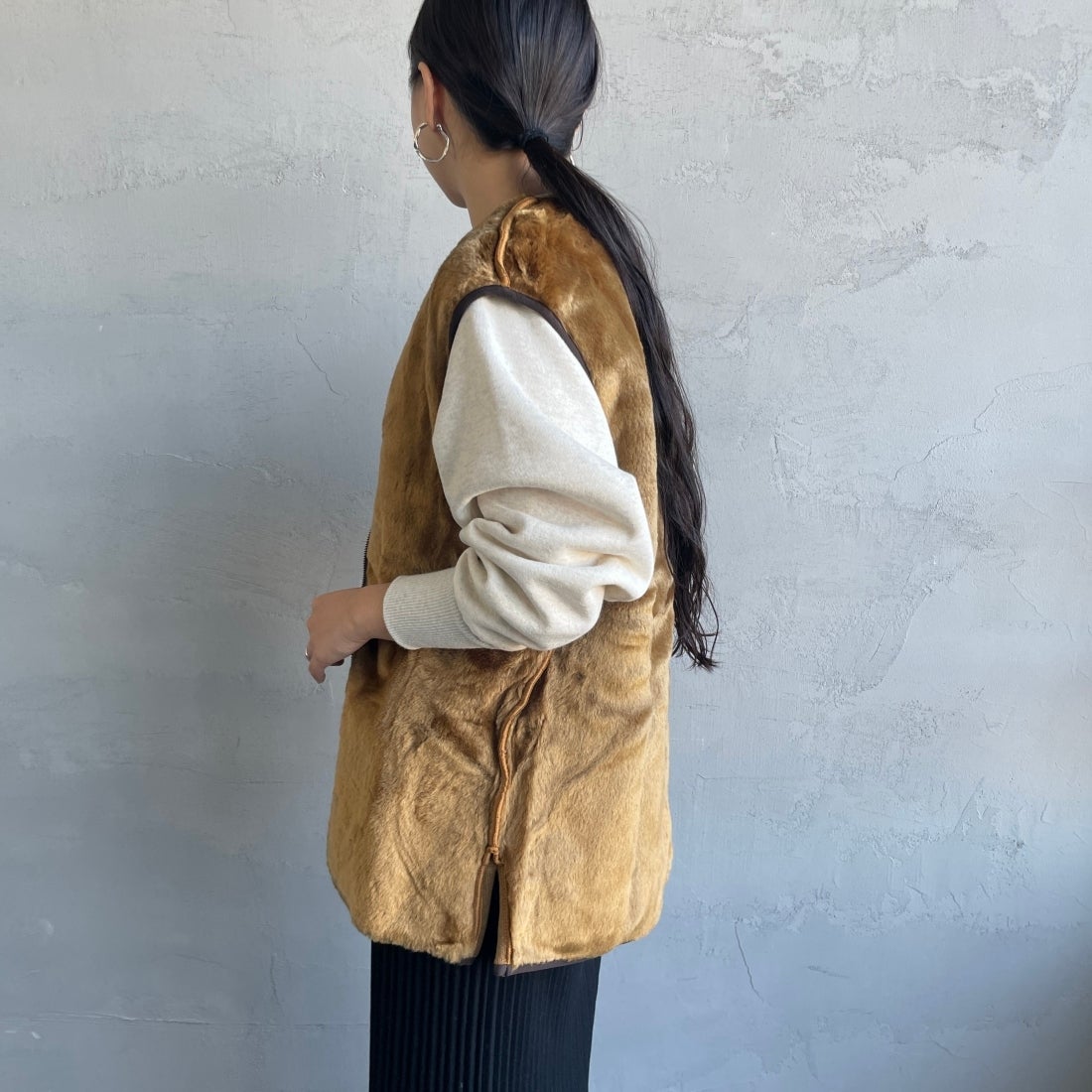 Barbour [バブアー] ウォームパイル ウェストコート ジップインライナーベスト [MLI0004] BROWN &&モデル身長：156cm 着用サイズ：40&&