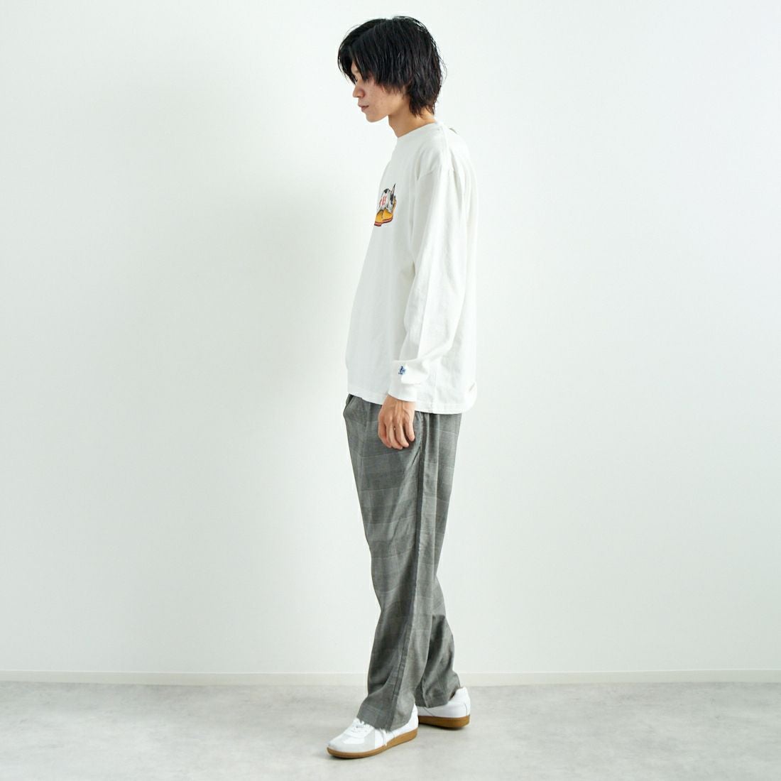 Noir Fabrik [ヌワールファブリック] T/Rツイルストレッチ チェックタックインパンツ [NF-243-055] G GREN CHK &&モデル身長：182cm 着用サイズ：L&&