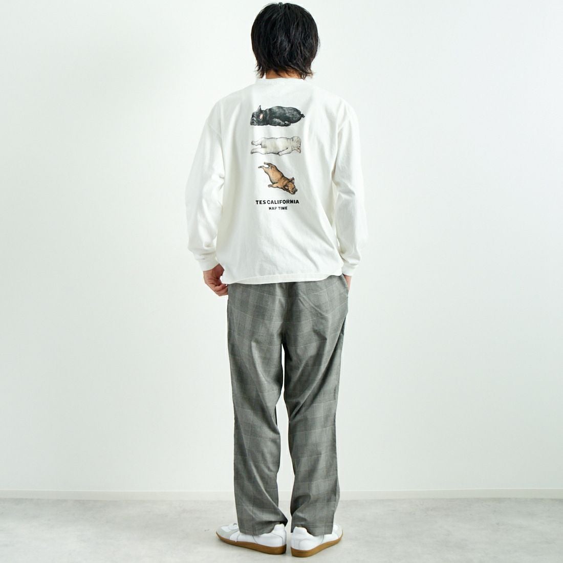 Noir Fabrik [ヌワールファブリック] T/Rツイルストレッチ チェックタックインパンツ [NF-243-055] G GREN CHK &&モデル身長：182cm 着用サイズ：L&&