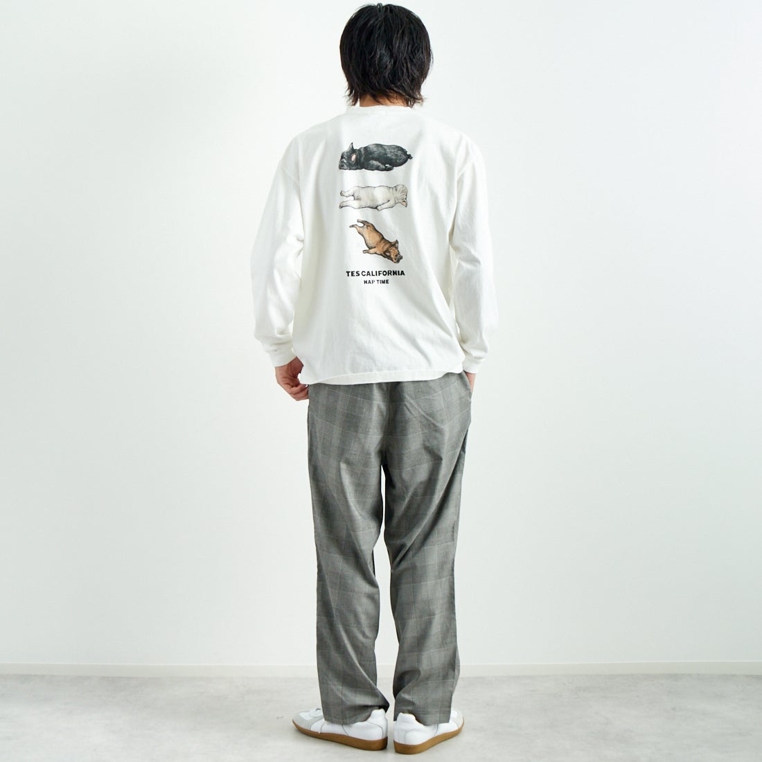 Noir Fabrik [ヌワールファブリック] T/Rツイルストレッチ チェックタックインパンツ [NF-243-055] G GREN CHK &&モデル身長：182cm 着用サイズ：L&&
