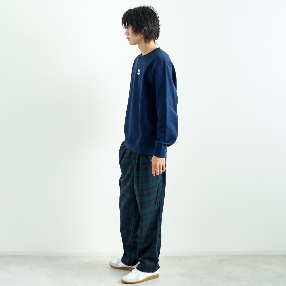 Noir Fabrik [ヌワールファブリック] T/Rツイルストレッチ チェックタックインパンツ [NF-243-055] BW BLK WAC &&モデル身長：182cm 着用サイズ：L&&