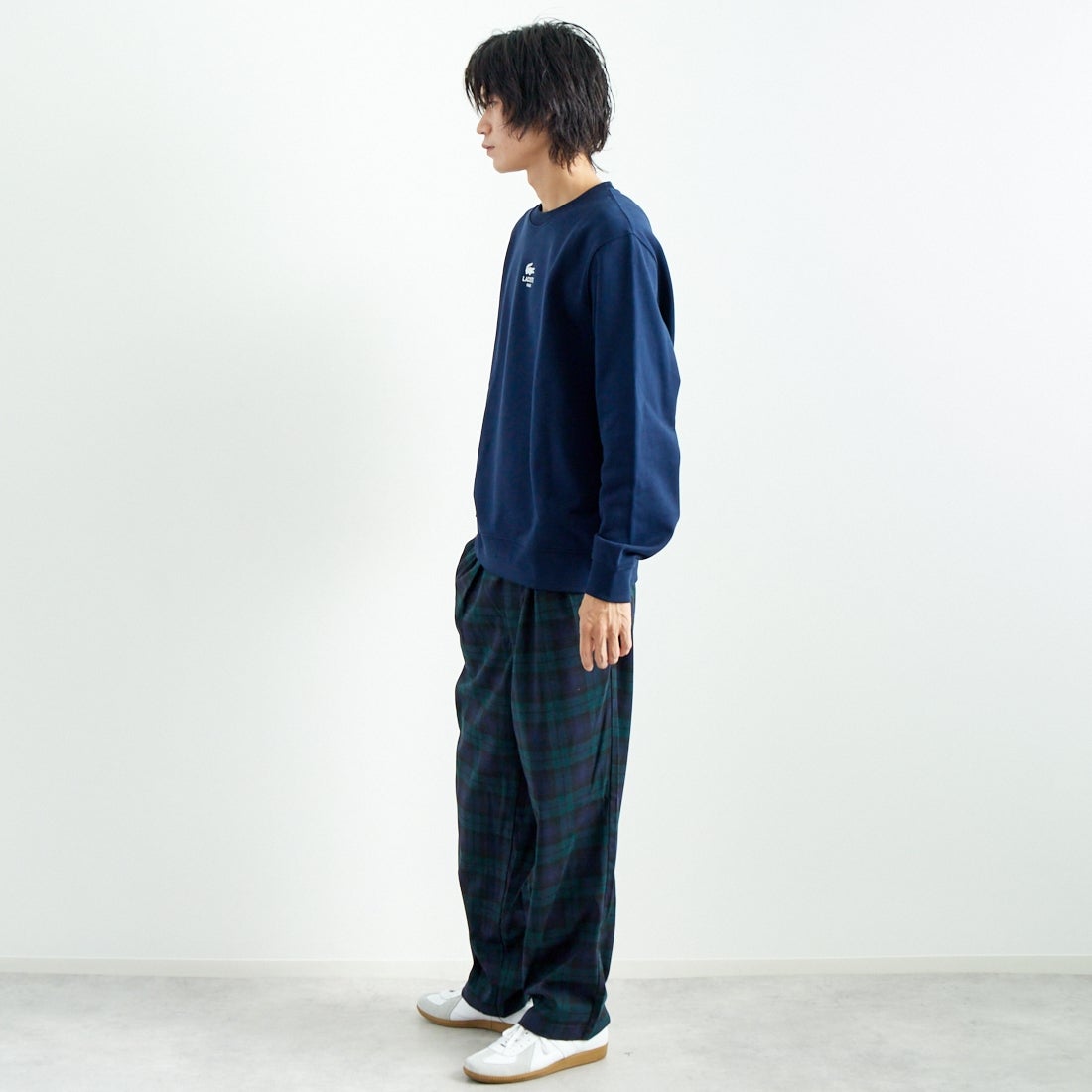 Noir Fabrik [ヌワールファブリック] T/Rツイルストレッチ チェックタックインパンツ [NF-243-055] BW BLK WAC &&モデル身長：182cm 着用サイズ：L&&