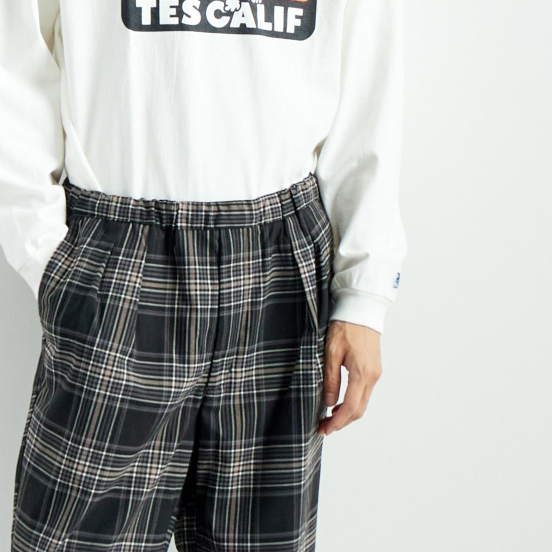 Noir Fabrik [ヌワールファブリック] T/Rツイルストレッチ チェックタックインパンツ [NF-243-055] BK BLK CHK
