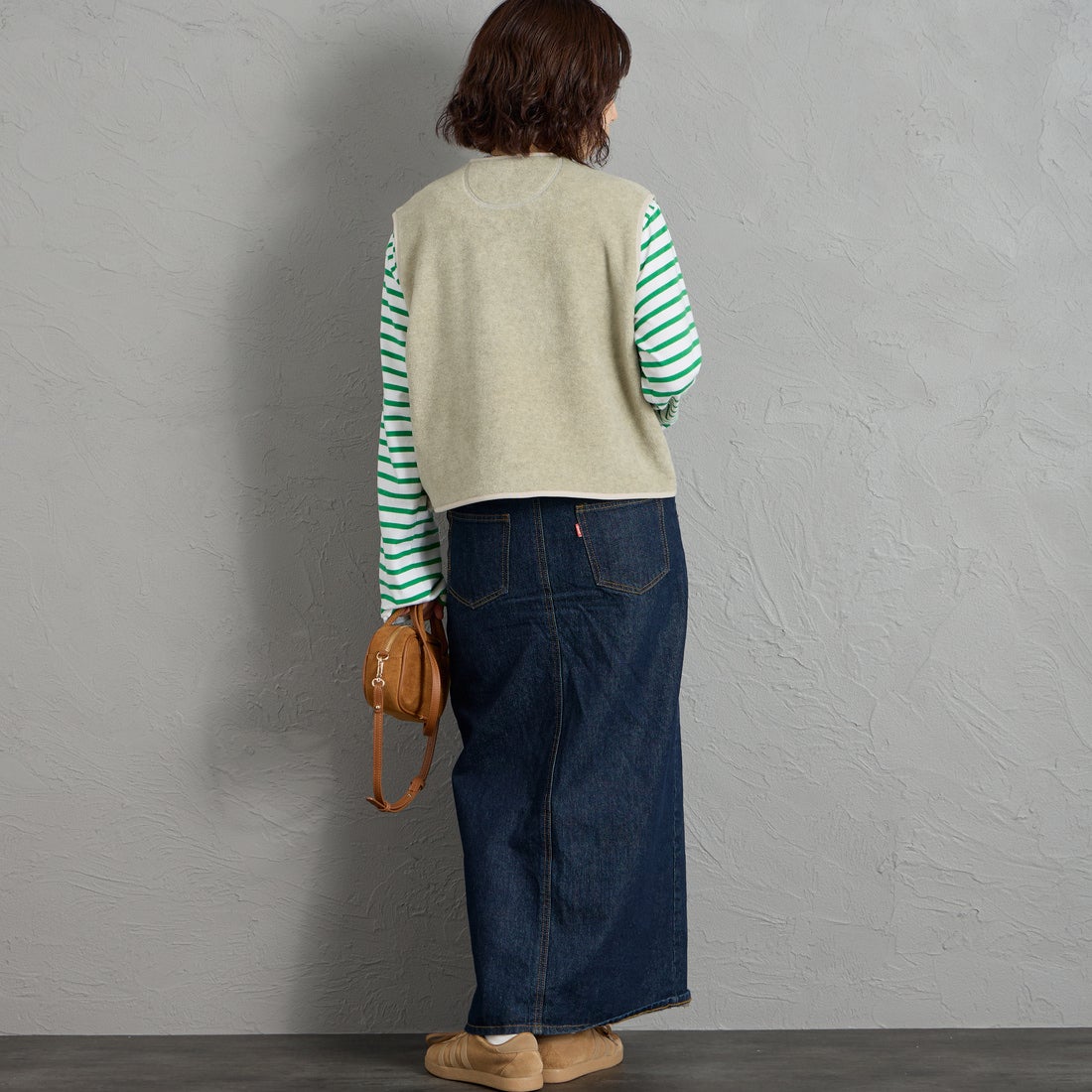 DANTON [ダントン] フリースカラーレスベスト [DT-A0521] MARBLE &&モデル身長：158cm 着用サイズ：36&&