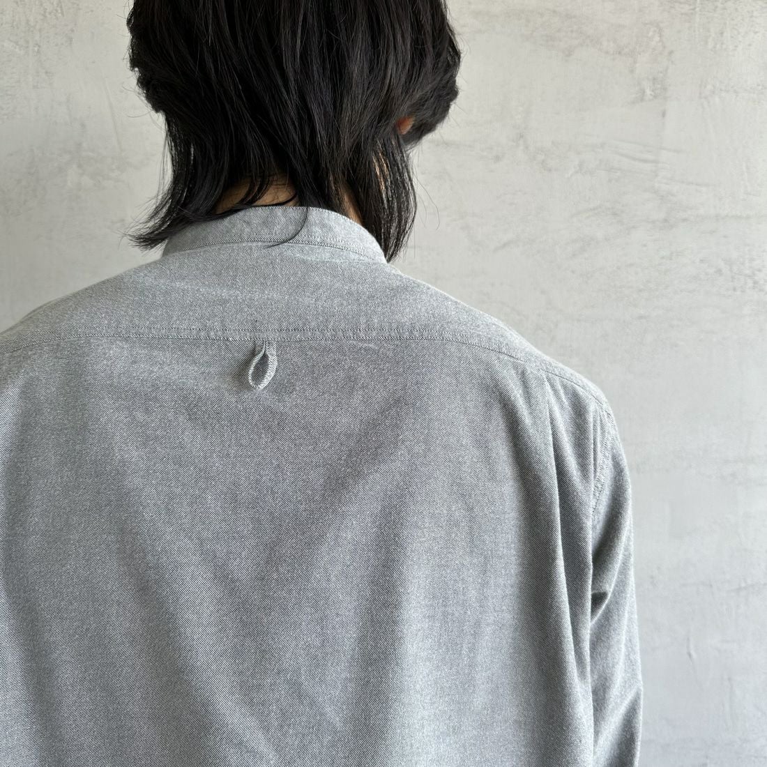 DANTON [ダントン] 先染めビエラ バンドカラーシャツ [DT-B0280VSS] GREY CHAMB