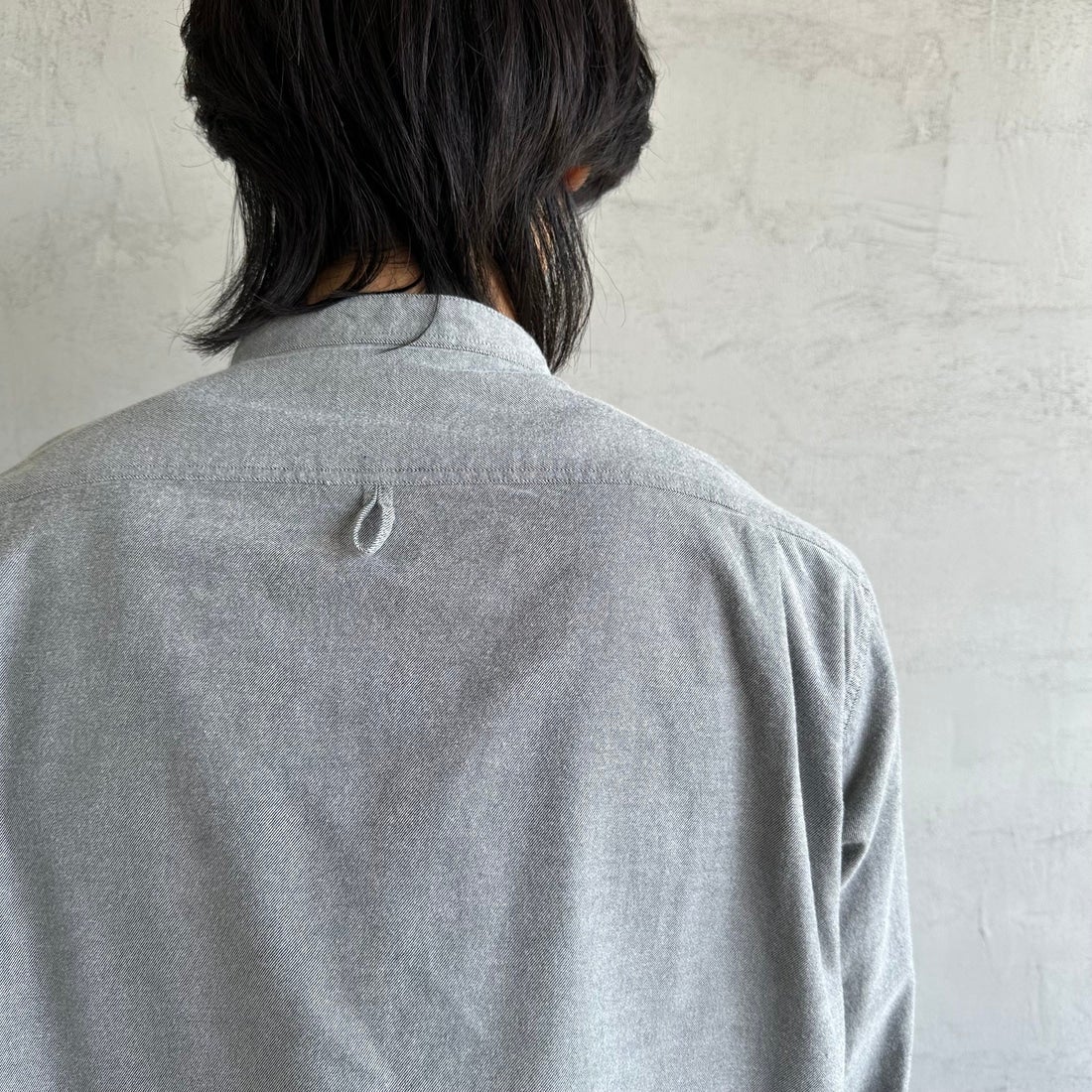 DANTON [ダントン] 先染めビエラ バンドカラーシャツ [DT-B0280VSS] GREY CHAMB