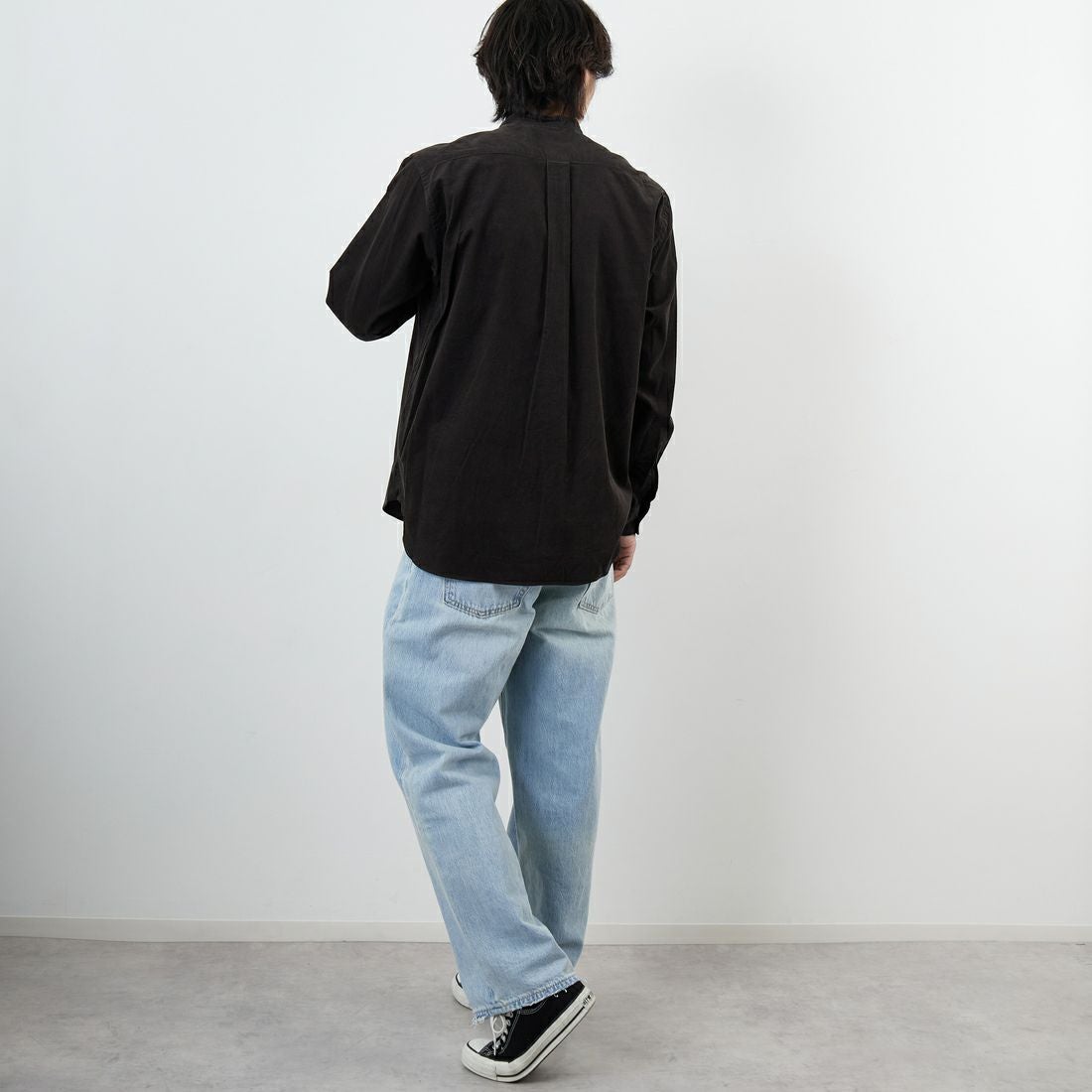 DANTON [ダントン] コーデュロイ バンドカラーシャツ [DT-B0291MCD] CHARCOAL &&モデル身長：179cm 着用サイズ：40&&