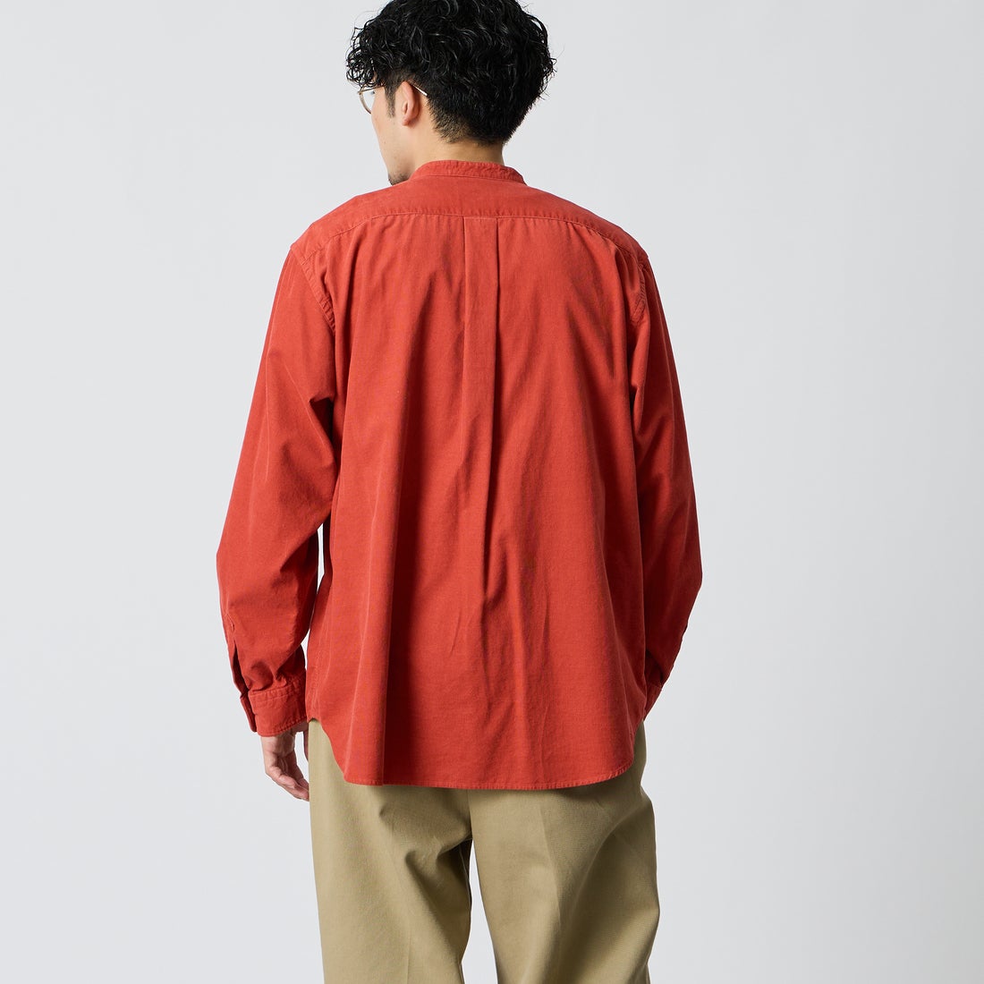 DANTON [ダントン] コーデュロイ バンドカラーシャツ [DT-B0291MCD] LT.ORANGE &&モデル身長：168cm 着用サイズ：40&&