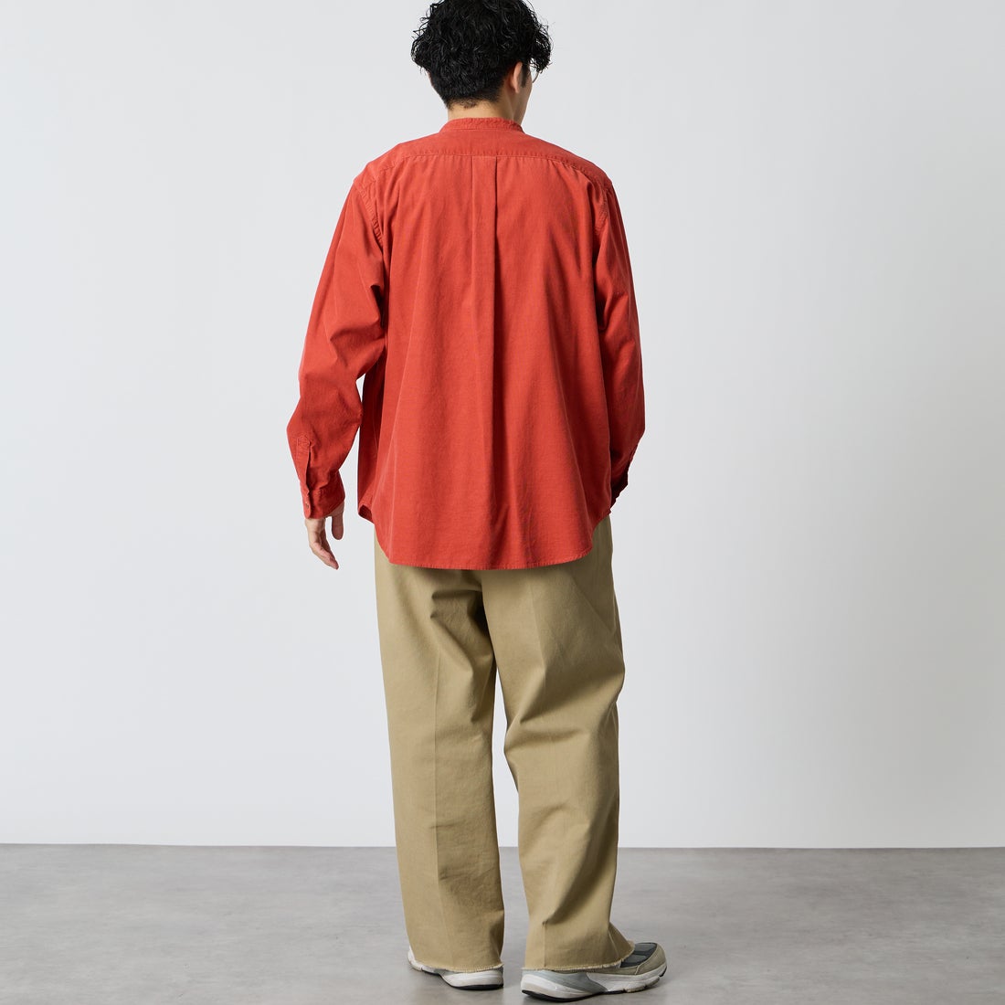 DANTON [ダントン] コーデュロイ バンドカラーシャツ [DT-B0291MCD] LT.ORANGE &&モデル身長：168cm 着用サイズ：40&&