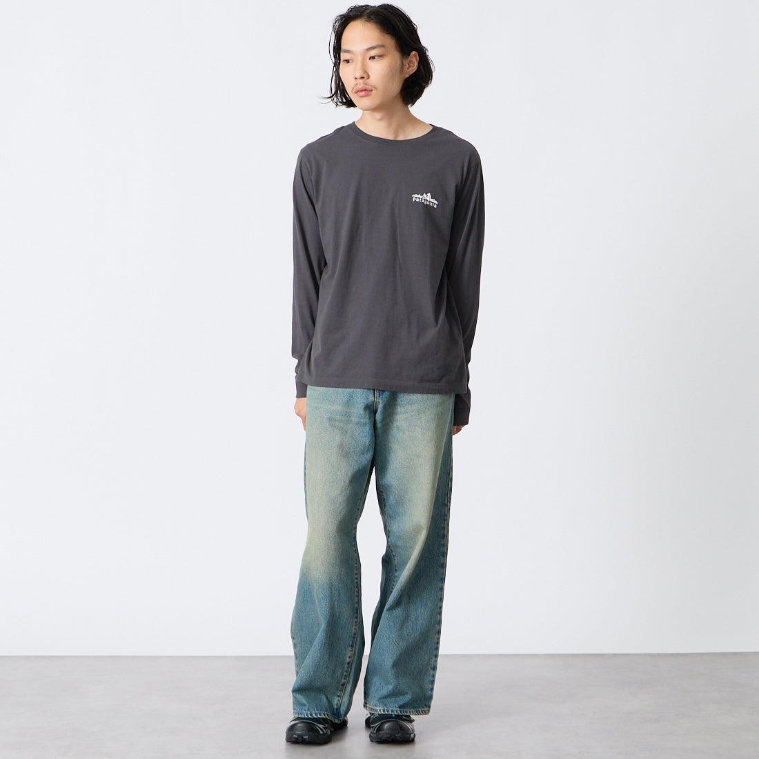 LIBERTO [リベルト] EL PASO ワイドバギーデニム [FL2500] 40 OLD WAS &&モデル身長：175cm 着用サイズ：28&&