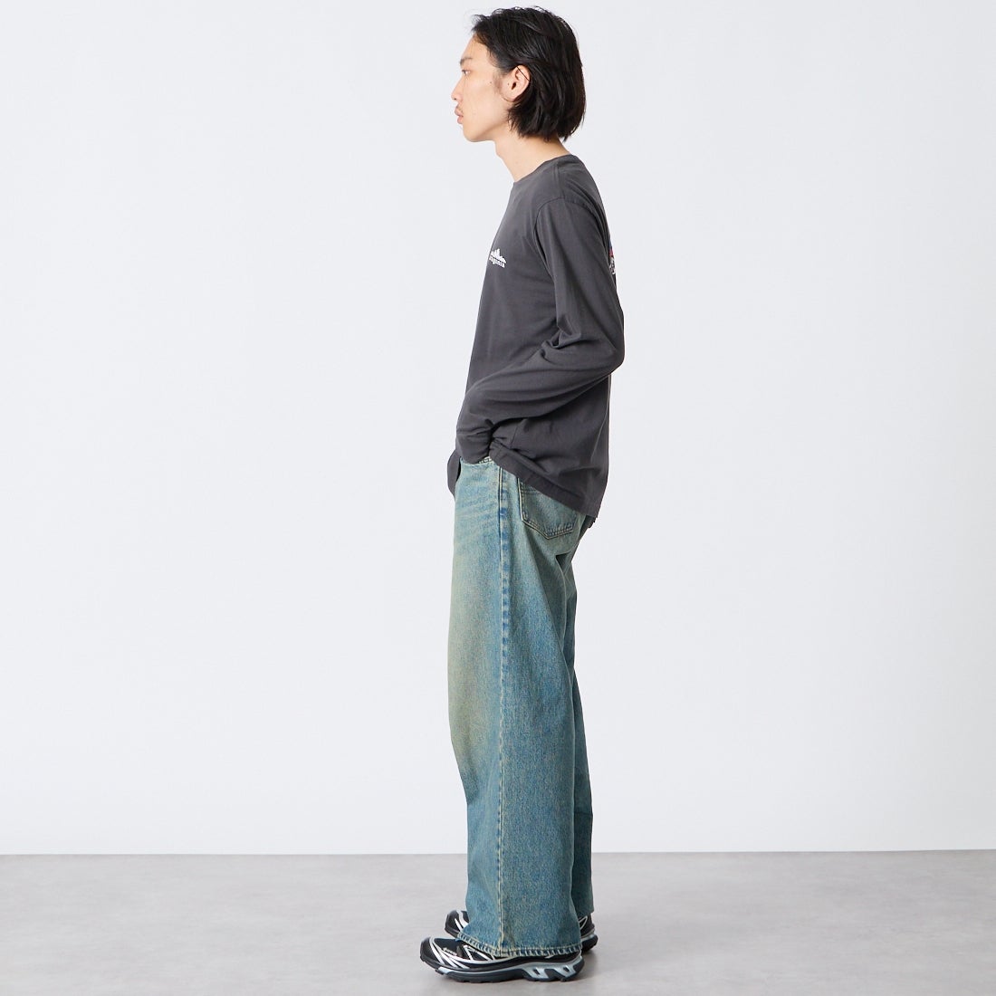 LIBERTO [リベルト] EL PASO ワイドバギーデニム [FL2500] 40 OLD WAS &&モデル身長：175cm 着用サイズ：28&&