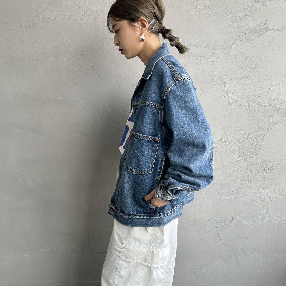 LEVI'S [リーバイス] TYPE1 トラッカージャケット [A3174-00] 04 DANCING &&モデル身長：150cm 着用サイズ：S&&