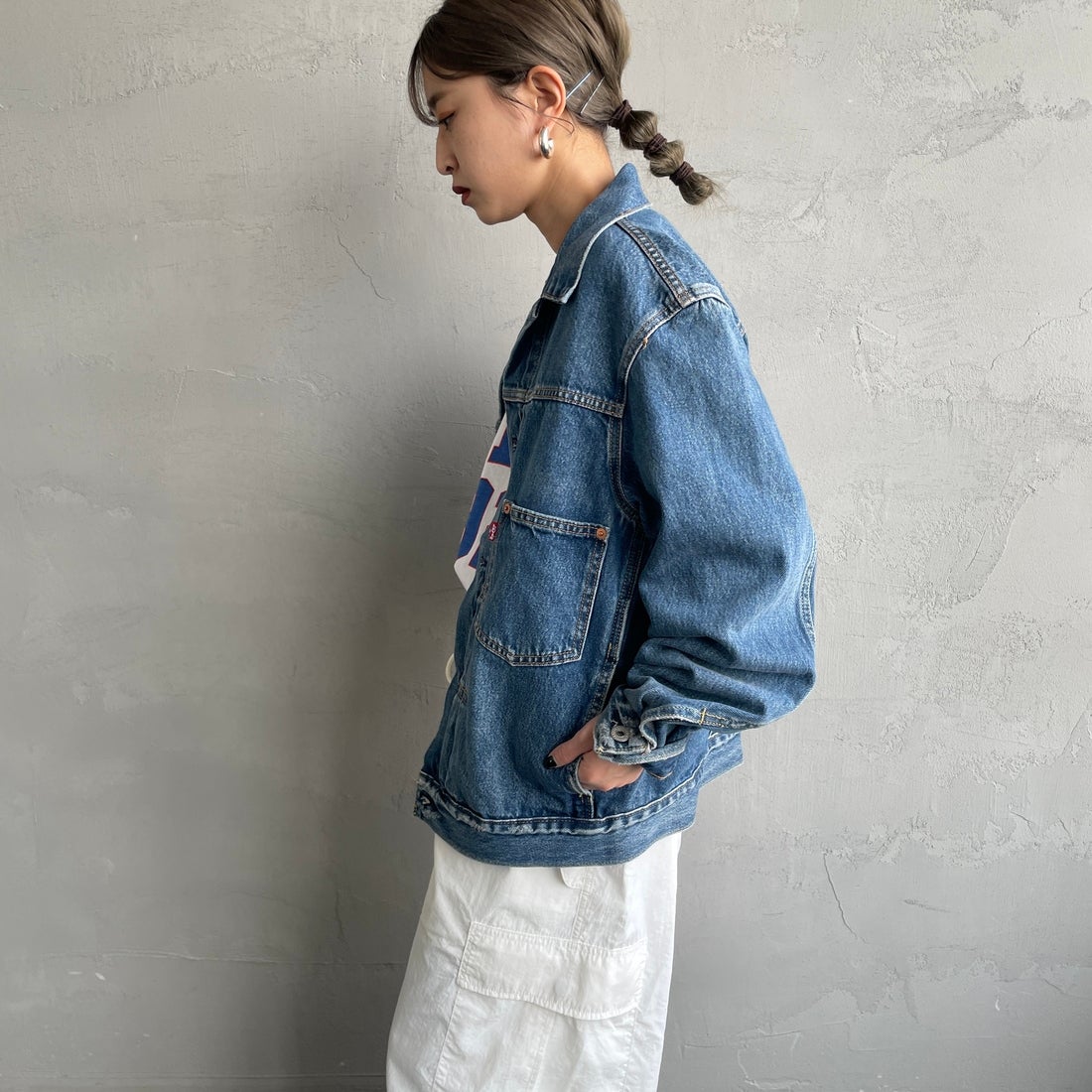 LEVI'S [リーバイス] TYPE1 トラッカージャケット [A3174-00] 04 DANCING &&モデル身長：150cm 着用サイズ：S&&