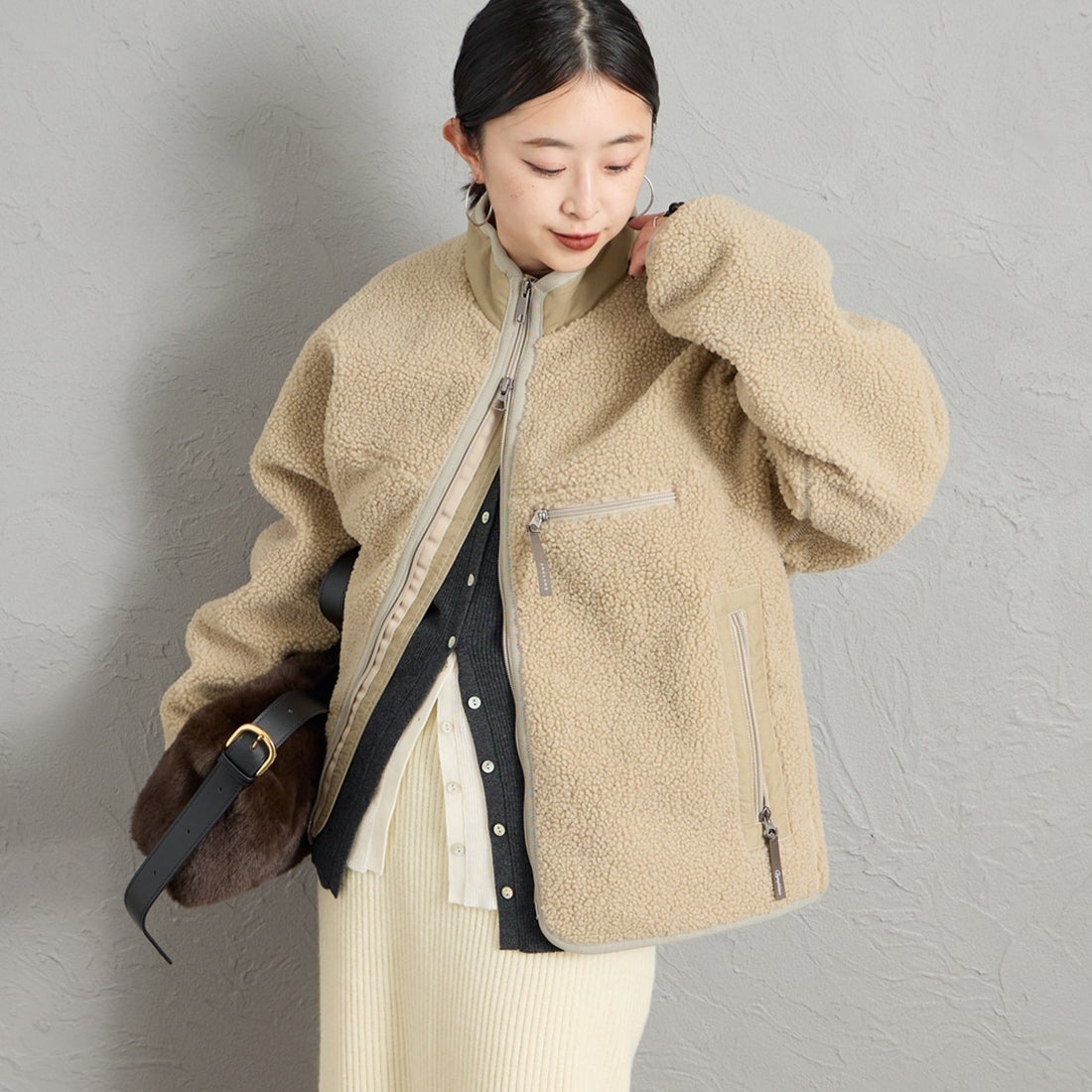 KHK BEIGE&&モデル身長：150cm 着用サイズ：14&&