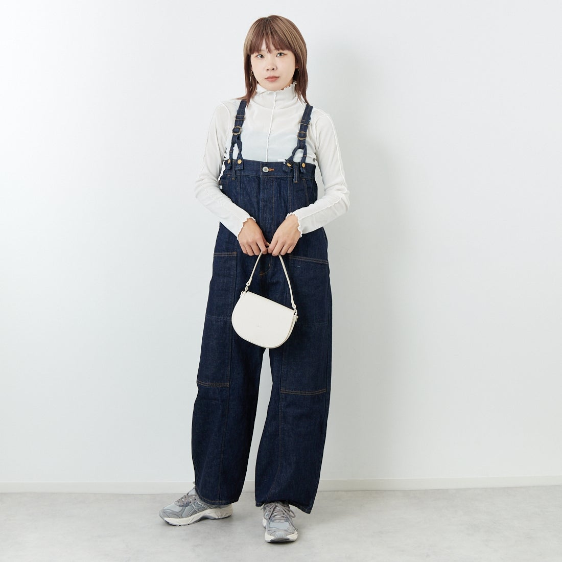 SOMETHING [サムシング] ダブルニーサロペット [SA1901] 00 O.W &&モデル身長：167cm 着用サイズ：F&&