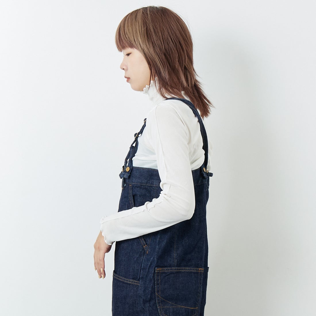 SOMETHING [サムシング] ダブルニーサロペット [SA1901] 00 O.W &&モデル身長：167cm 着用サイズ：F&&