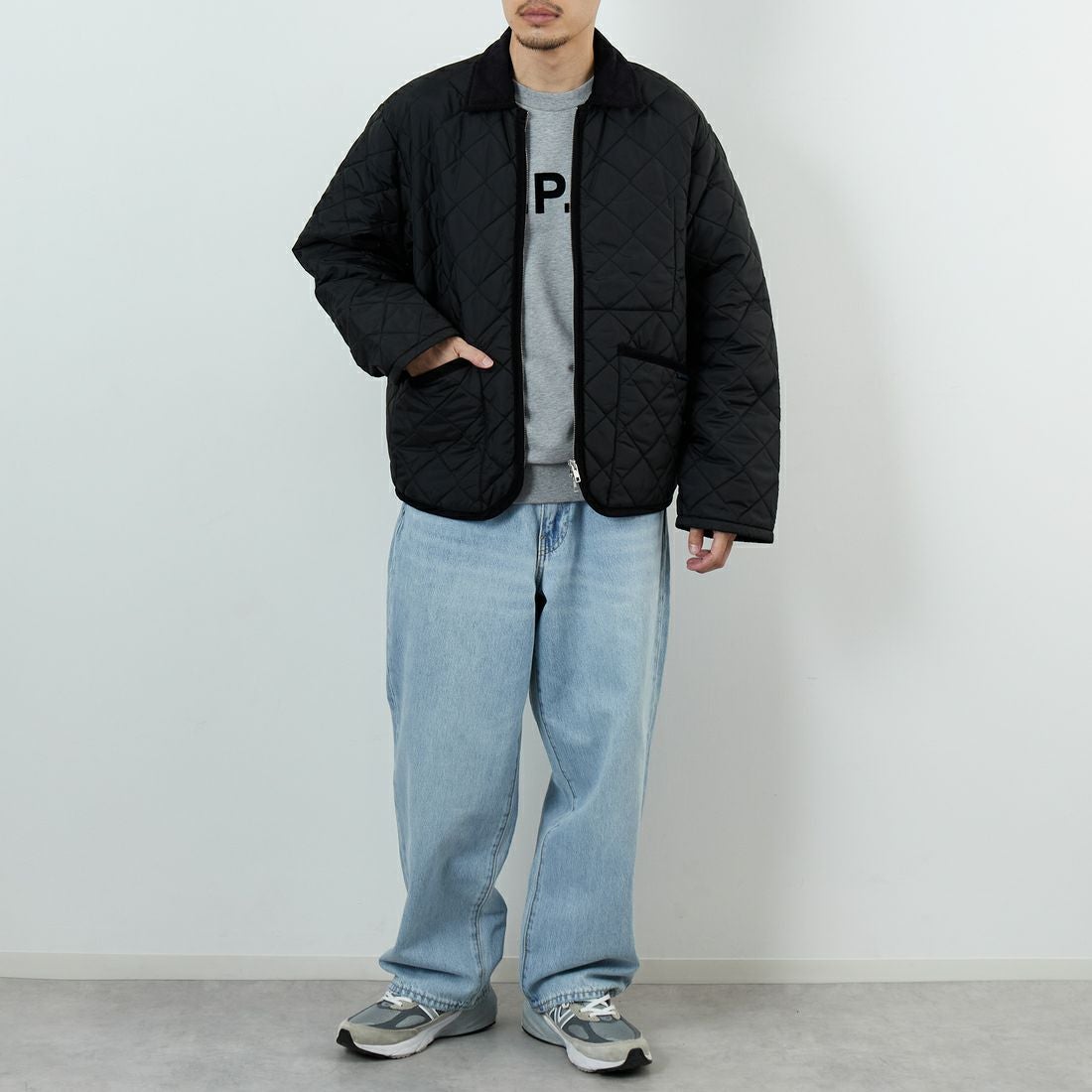 LAVENHAM [ラベンハム] TEYNHAM レギュラーカラーキルティングジャケット [LV10000] F44 SABLE &&モデル身長：168cm 着用サイズ：M&&