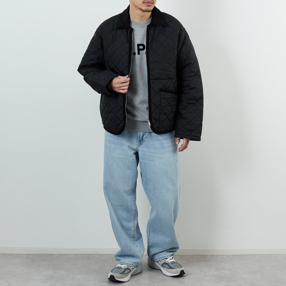 LAVENHAM [ラベンハム] TEYNHAM レギュラーカラーキルティングジャケット [LV10000] F44 SABLE &&モデル身長：168cm 着用サイズ：M&&