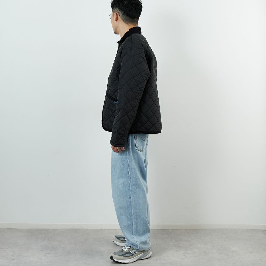 LAVENHAM [ラベンハム] TEYNHAM レギュラーカラーキルティングジャケット [LV10000] F44 SABLE &&モデル身長：168cm 着用サイズ：M&&