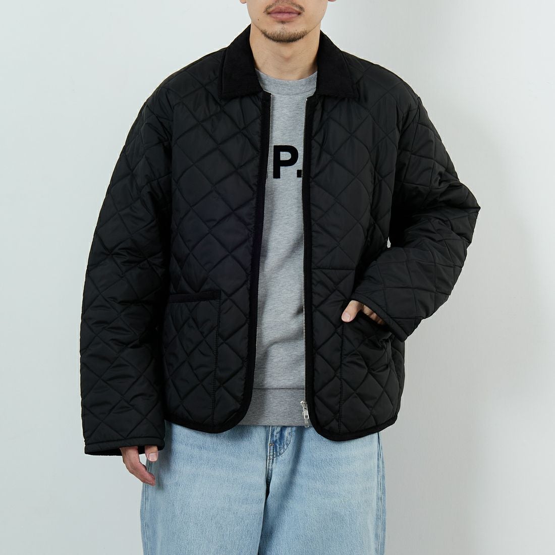 LAVENHAM [ラベンハム] TEYNHAM レギュラーカラーキルティングジャケット [LV10000] F44 SABLE &&モデル身長：168cm 着用サイズ：L&&