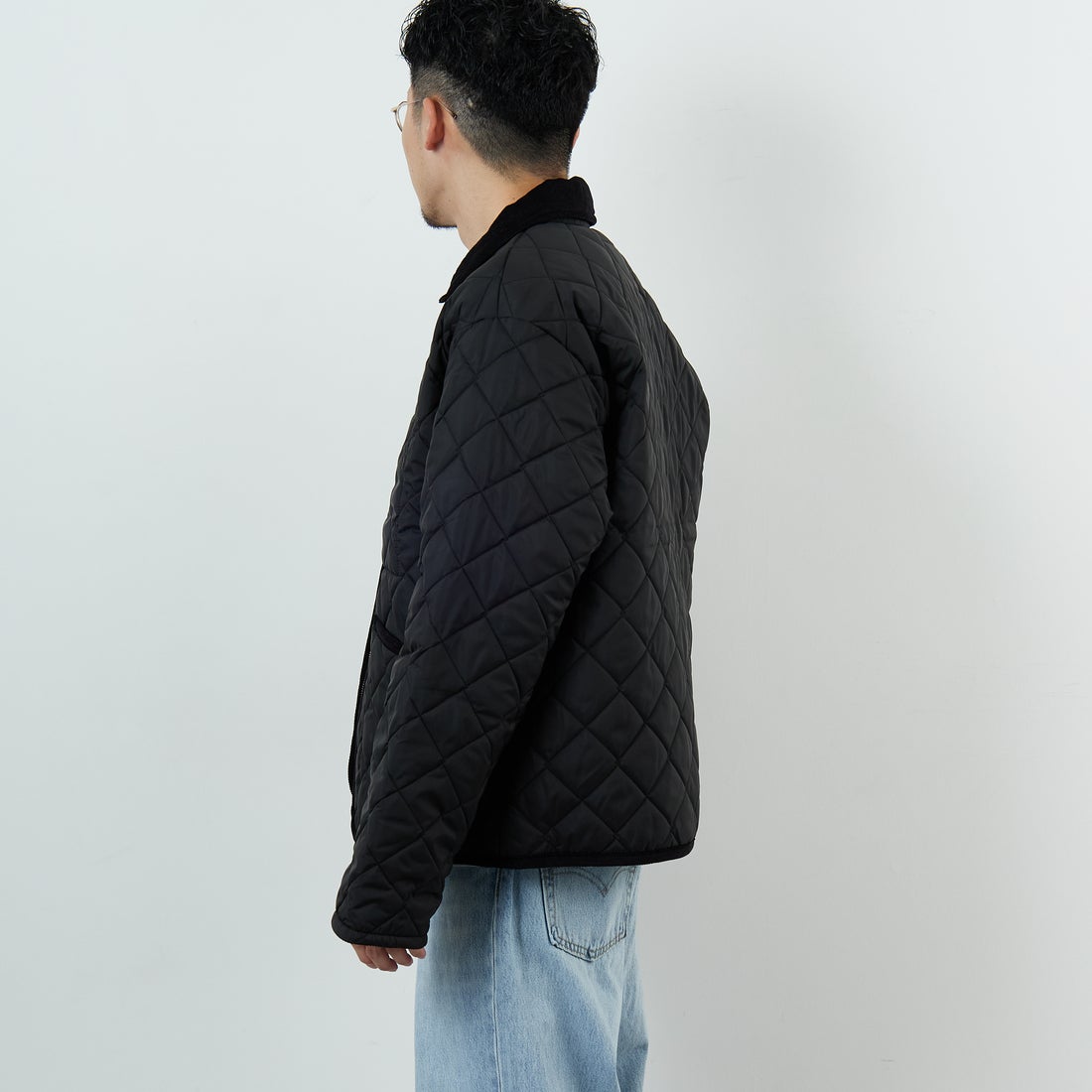 LAVENHAM [ラベンハム] TEYNHAM レギュラーカラーキルティングジャケット [LV10000] F44 SABLE &&モデル身長：168cm 着用サイズ：L&&