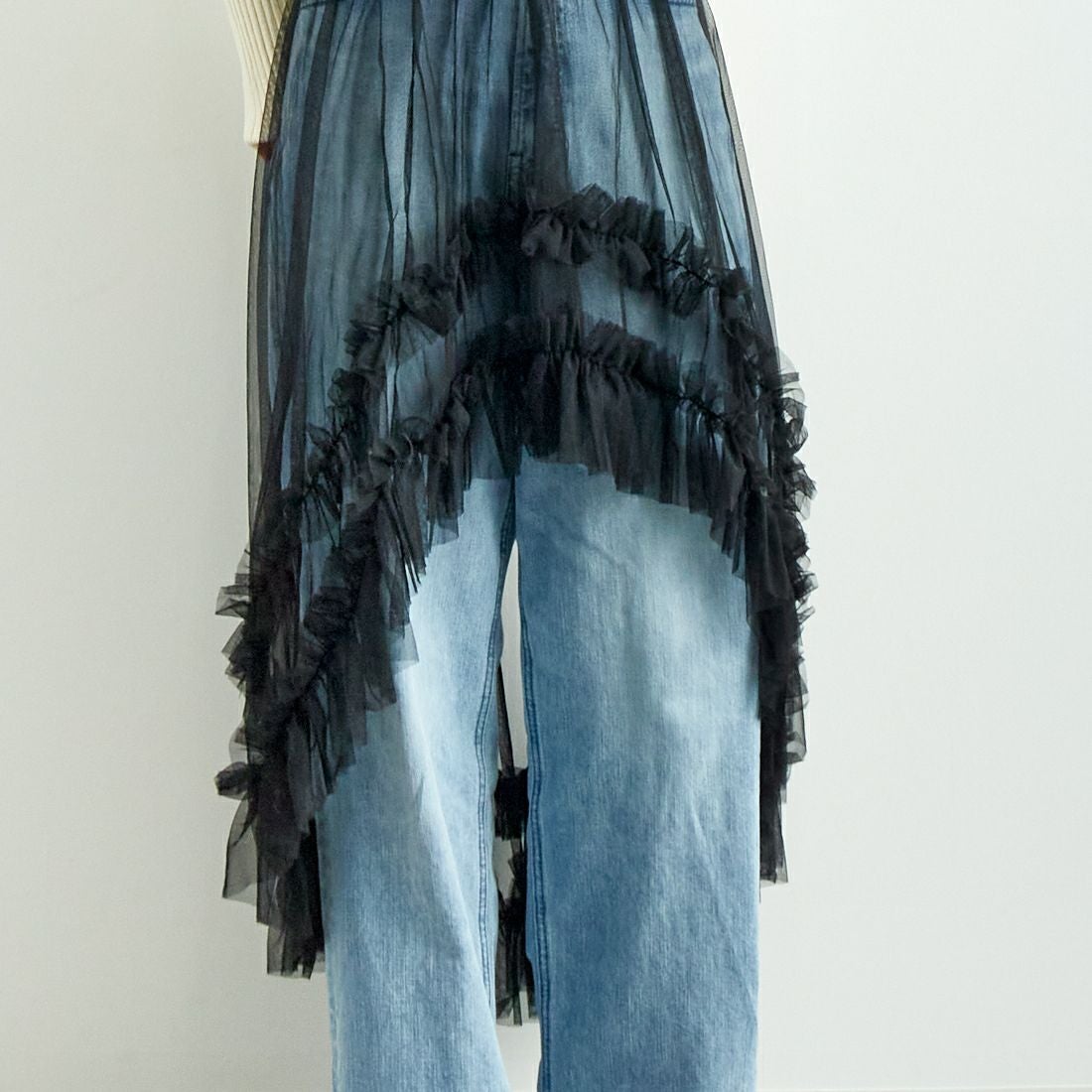 CHIGNON [シニヨン] アシメレイヤードチュールスカート [2344-063PT] BLACK