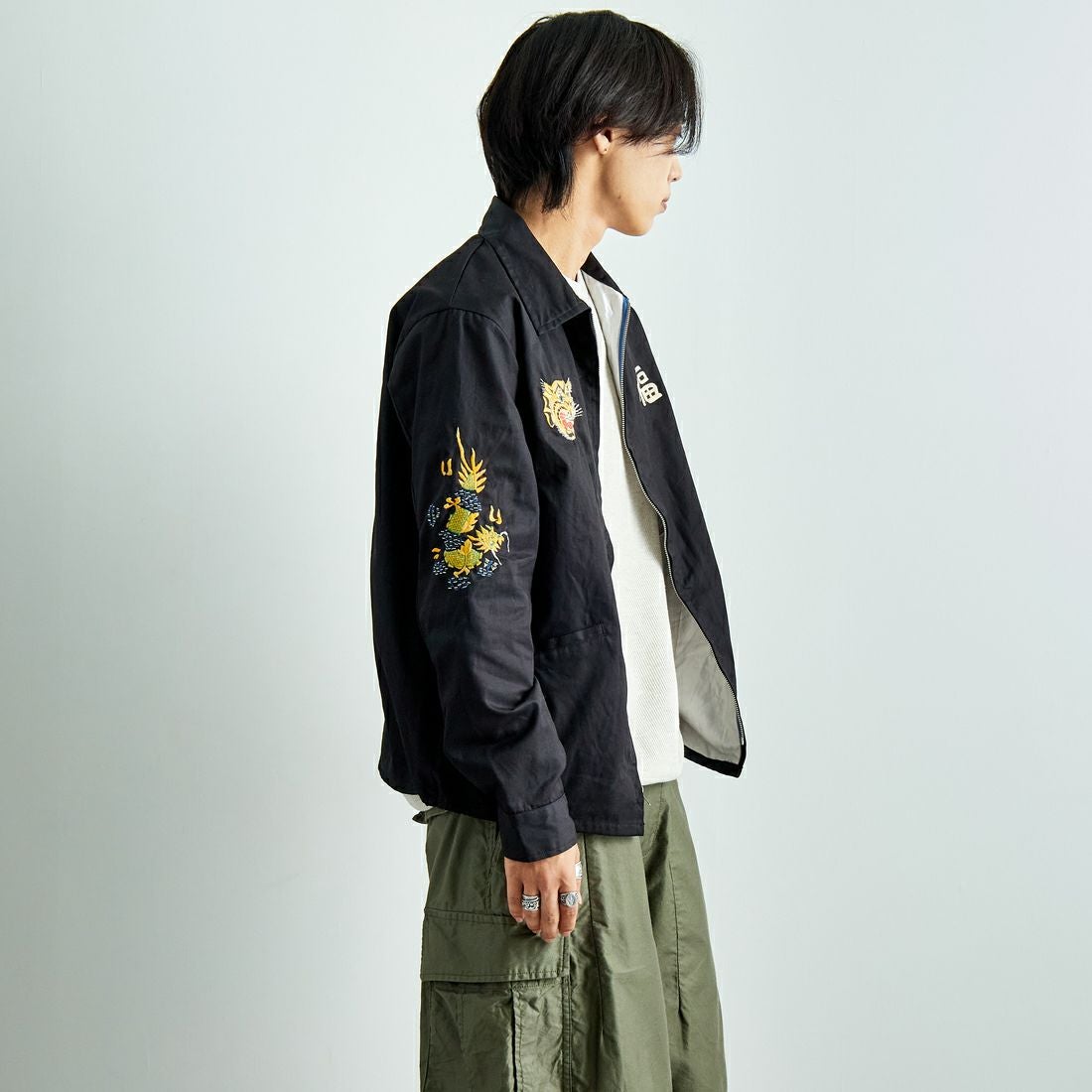 TAILOR TOYO [テーラートウヨウ] コットンベトナムジャケット [TT15546] 119 BLK &&モデル身長：179cm 着用サイズ：L&&