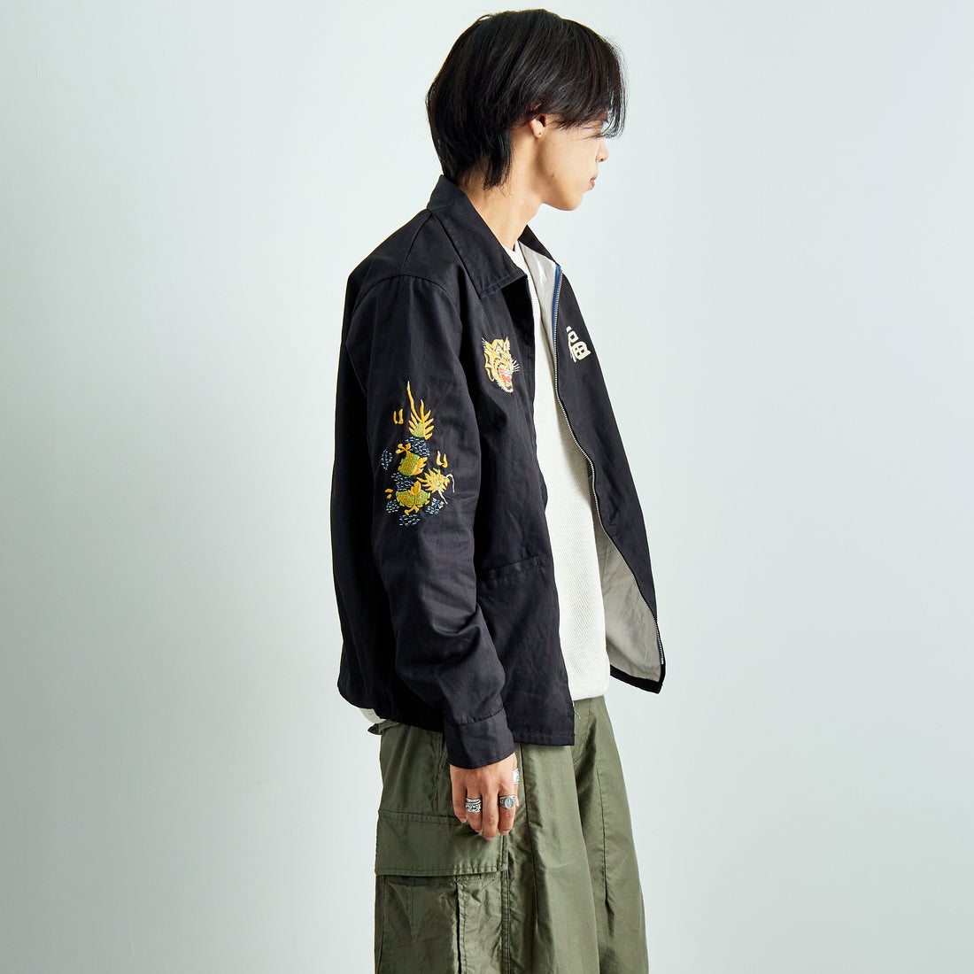 TAILOR TOYO [テーラートウヨウ] コットンベトナムジャケット [TT15546] 119 BLK &&モデル身長：179cm 着用サイズ：L&&