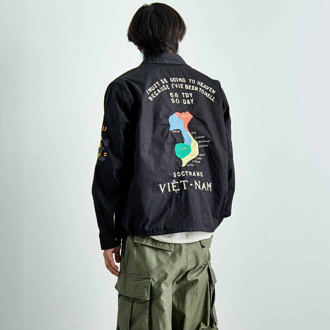 TAILOR TOYO [テーラートウヨウ] コットンベトナムジャケット [TT15546] 119 BLK &&モデル身長：179cm 着用サイズ：L&&