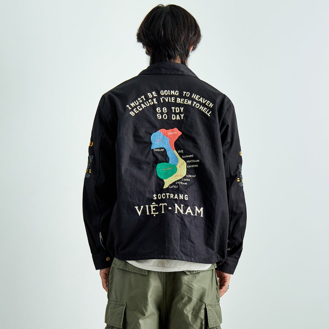 TAILOR TOYO [テーラートウヨウ] コットンベトナムジャケット [TT15546] 119 BLK &&モデル身長：179cm 着用サイズ：L&&