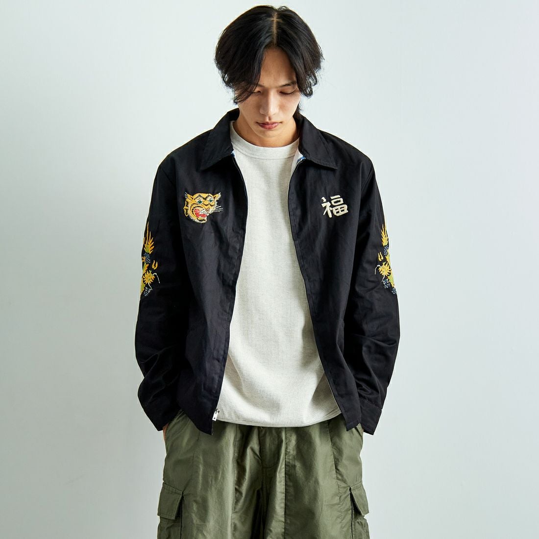 TAILOR TOYO [テーラートウヨウ] コットンベトナムジャケット [TT15546] 119 BLK &&モデル身長：179cm 着用サイズ：L&&