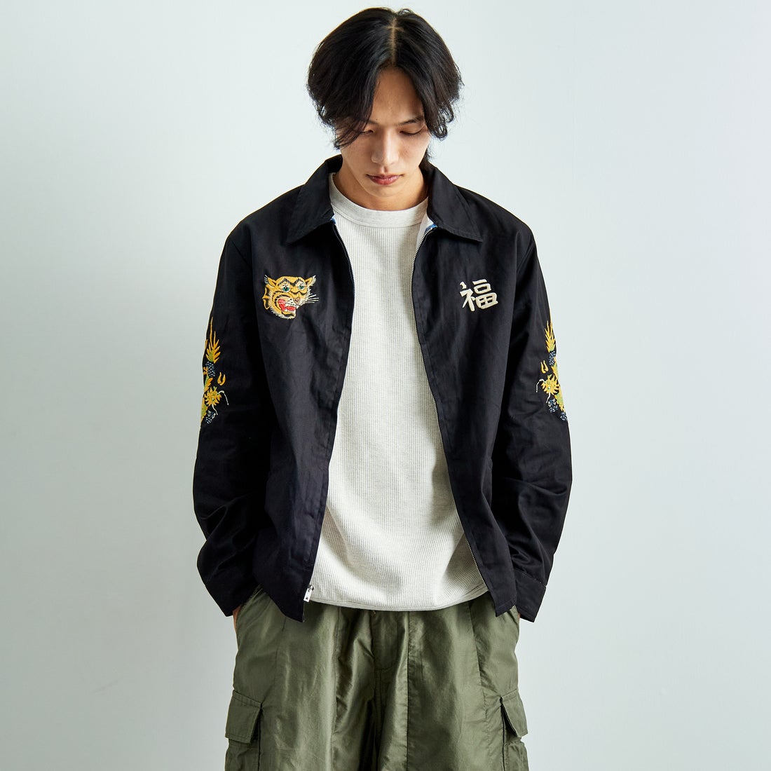 TAILOR TOYO [テーラートウヨウ] コットンベトナムジャケット [TT15546] 119 BLK &&モデル身長：179cm 着用サイズ：L&&