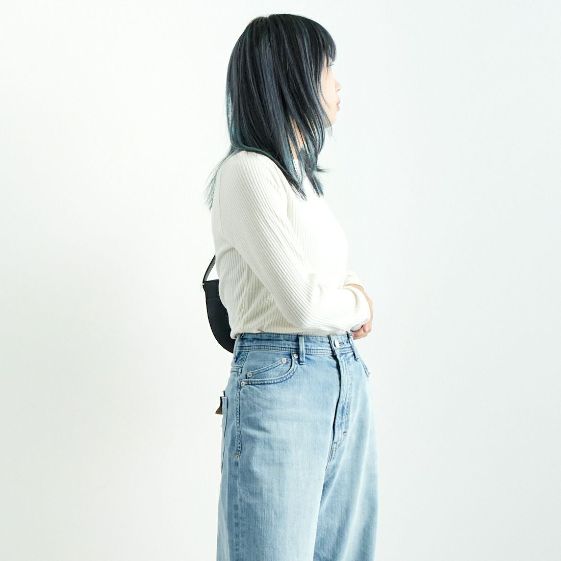 Noir Fabrik [ヌワールファブリック] ボートネックリブカットソー [JFW-C051] O.WHITE &&モデル身長：167cm 着用サイズ：1&&