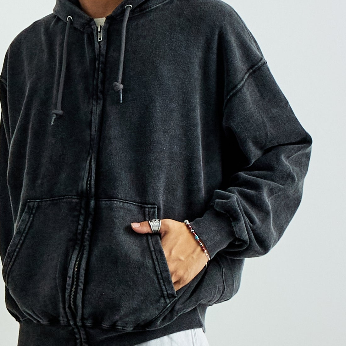 Jeans Factory Clothes [ジーンズファクトリークローズ] T/Cケミカルカコウウラケジップパーカー [2423-426IN] BLACK